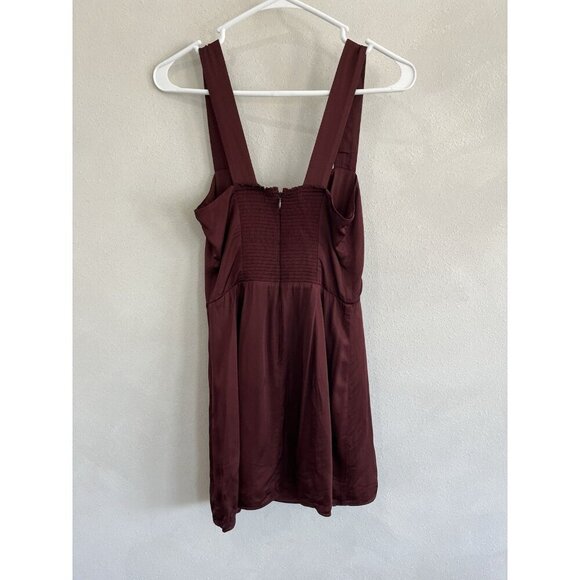 Aritzia Sundays Best Womens Mini Dress Purple Red Satin Shiny Short Sleeveless - Picture 3 of 5